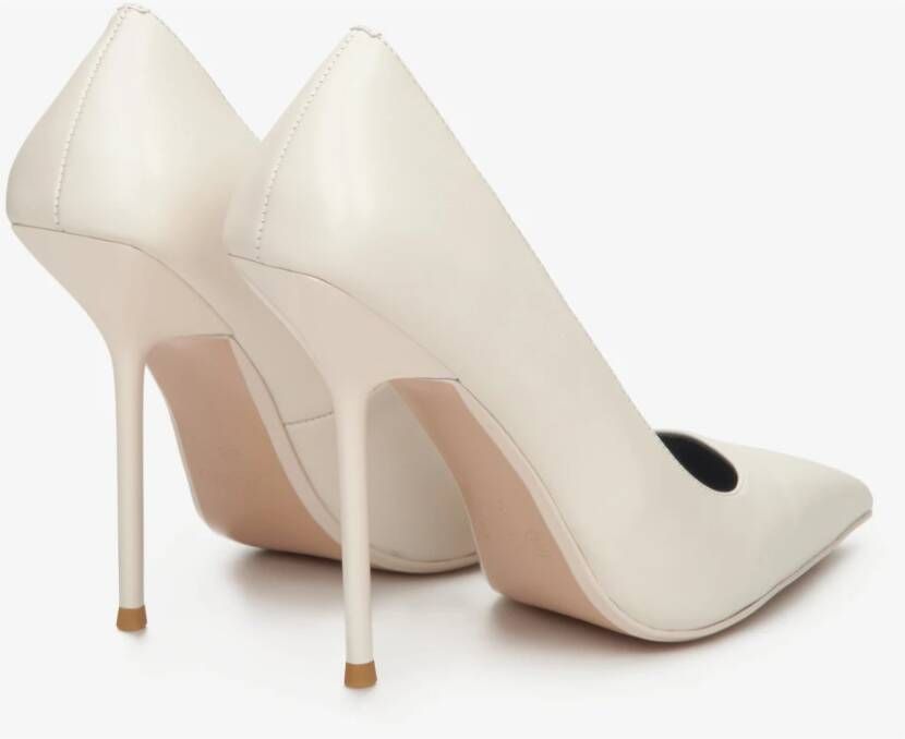 Estro Dames Licht Beige Leren Pumps Met Puntige Neus Er00112676 Beige Dames