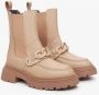 Estro Dames Beige Chelsea Laarzen gemaakt van Echt Leer met Decoratieve Versiering Beige Dames - Thumbnail 6