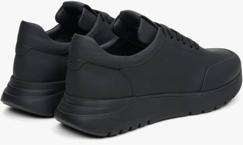 Estro Dames Zwarte Matte Leren Lage Sneakers Er00113797 Black Dames