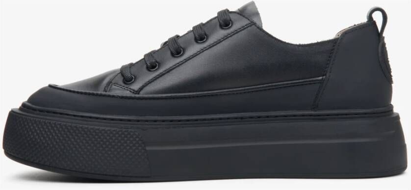 Estro Dames Zwarte Lage Top Leren Sneakers Er00113473 Black Dames