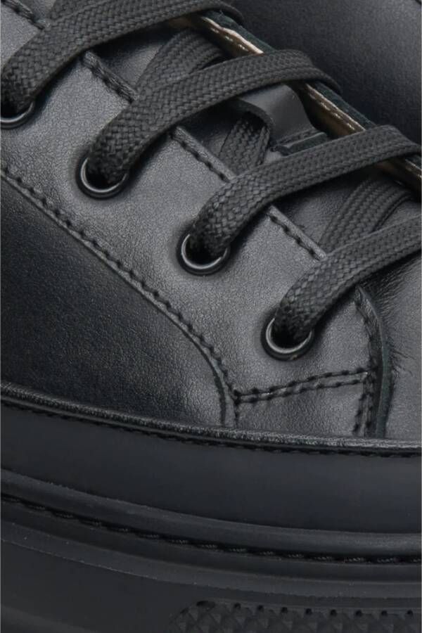 Estro Dames Zwarte Lage Top Leren Sneakers Er00113473 Black Dames