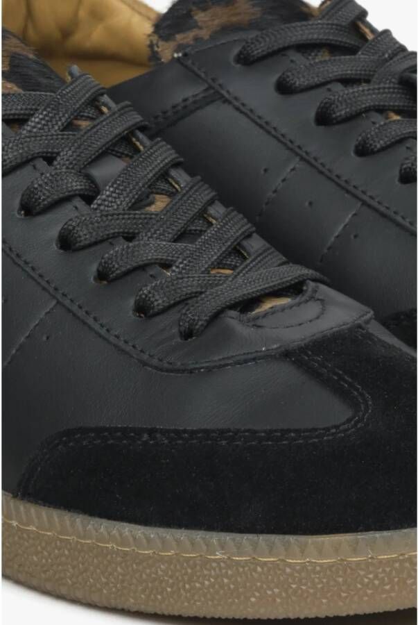 Estro Dames Zwarte Animal Print Sneakers gemaakt van Italiaans Echt Leer Er00114525 Black Dames