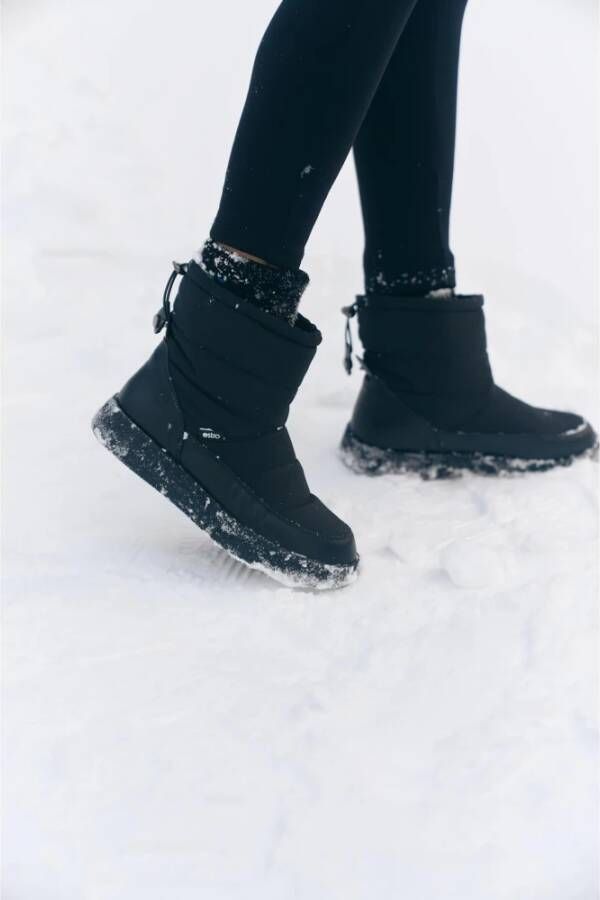 Estro Dames Zwarte Bontgevoerde Sneeuwlaarzen gemaakt van Echt Leer Er00114130 Black Dames