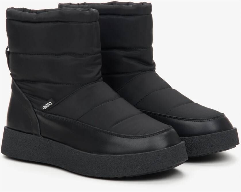 Estro Dames Zwarte Bontgevoerde Sneeuwlaarzen gemaakt van Echt Leer Er00114130 Black Dames