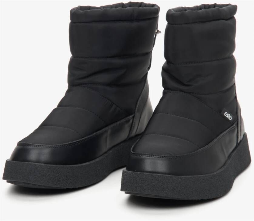 Estro Dames Zwarte Bontgevoerde Sneeuwlaarzen gemaakt van Echt Leer Er00114130 Black Dames