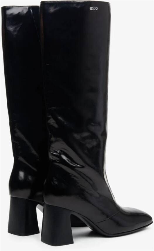Estro Dames Oversized Laarzen gemaakt van Zwart Lakleer Er00113574 Black Dames