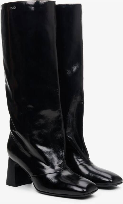 Estro Dames Oversized Laarzen gemaakt van Zwart Lakleer Er00113574 Black Dames