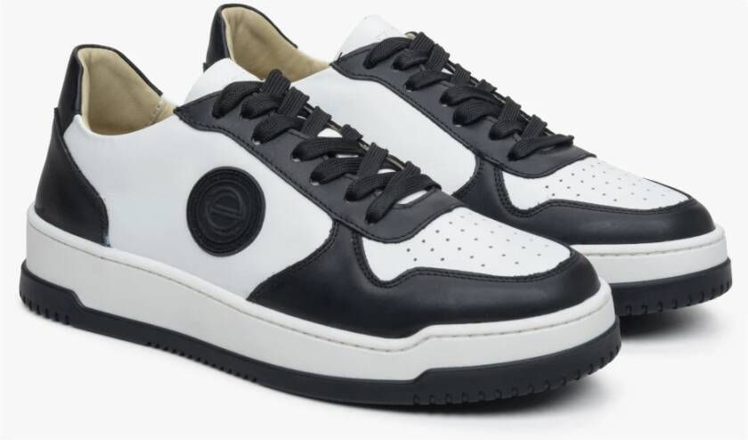 Estro Dames Zwart & Wit Leren Lage Sneakers Er00113170 Black Dames