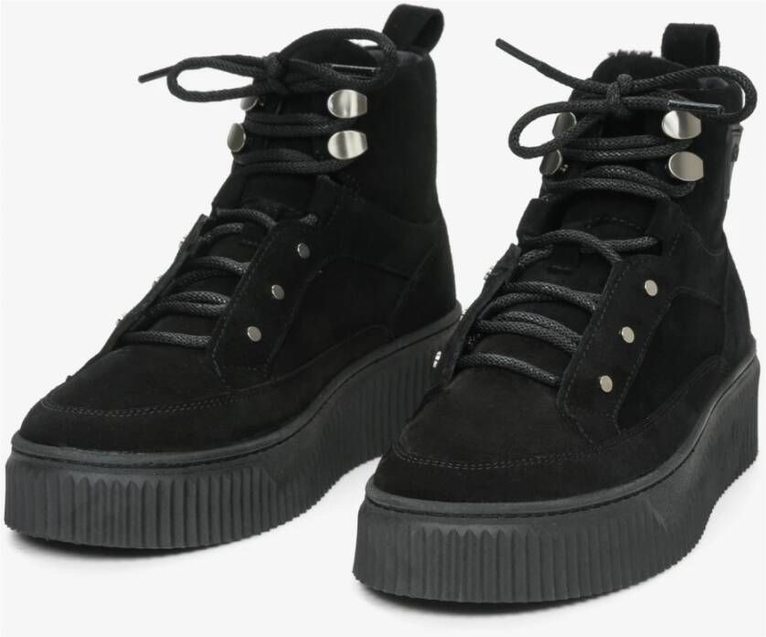 Estro Dames Zwarte High-Top Sneakers met Isolatie gemaakt van Echt Suède Er00111764 Black Dames