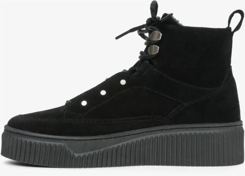 Estro Dames Zwarte High-Top Sneakers met Isolatie gemaakt van Echt Suède Er00111764 Black Dames