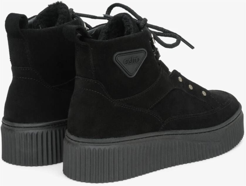 Estro Dames Zwarte High-Top Sneakers met Isolatie gemaakt van Echt Suède Er00111764 Black Dames