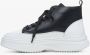 Estro Dames Zwart & Wit Leren High-Top Sneakers Er00113462 Black Dames - Thumbnail 4