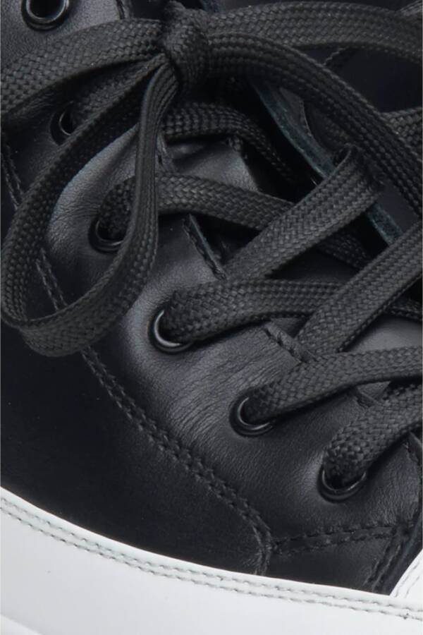 Estro Dames Zwart & Wit Leren High-Top Sneakers Er00113462 Black Dames