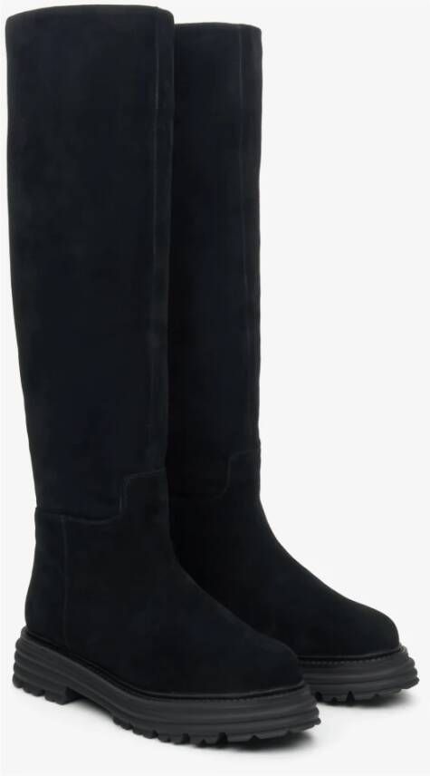 Estro Zwarte Fluwelen Winterlaarzen Black Dames