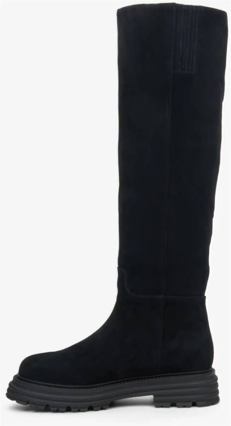 Estro Zwarte Fluwelen Winterlaarzen Black Dames