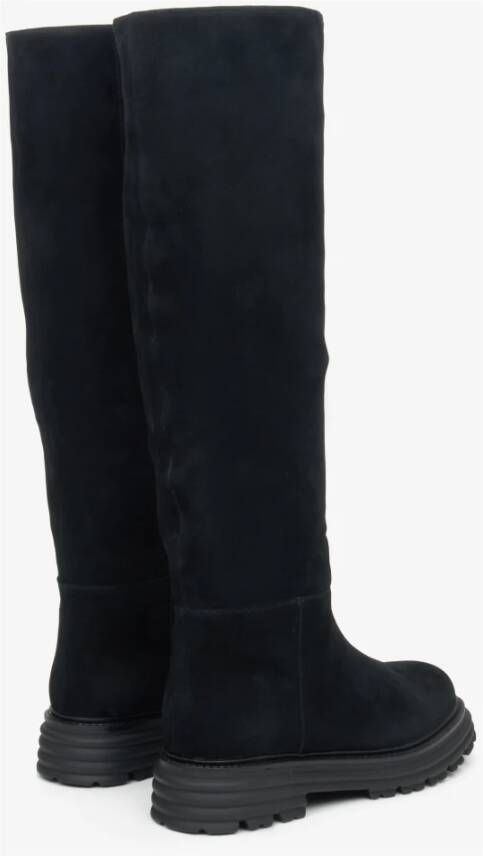 Estro Zwarte Fluwelen Winterlaarzen Black Dames