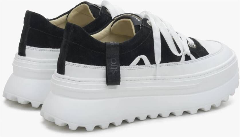 Estro Dames Witte & Zwarte Sneakers met Geperforeerde Zool Er00114396 Black Dames