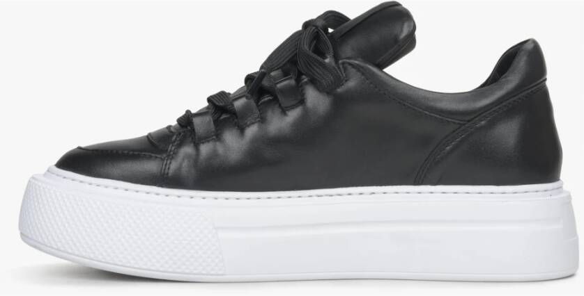 Estro Zwarte Platform Sneakers voor Dames gemaakt van Echt Leer Er00114536 Black Dames