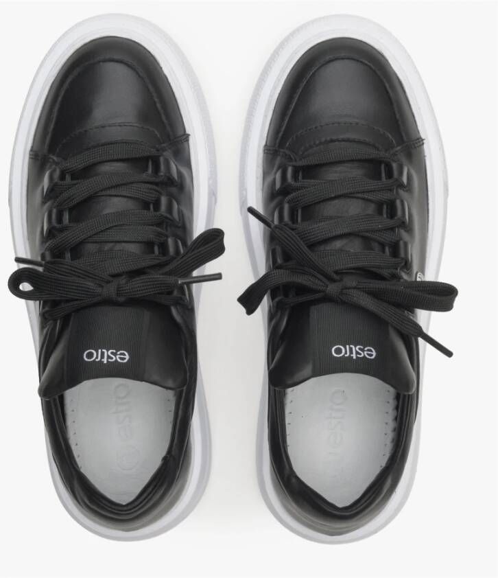 Estro Zwarte Platform Sneakers voor Dames gemaakt van Echt Leer Er00114536 Black Dames