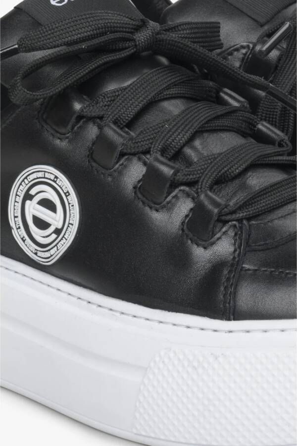Estro Zwarte Platform Sneakers voor Dames gemaakt van Echt Leer Er00114536 Black Dames
