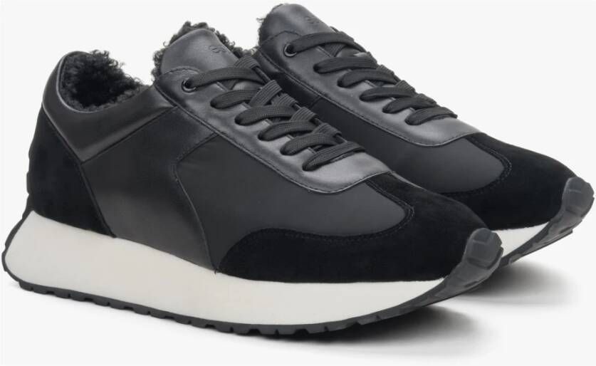 Estro Zwarte Lage Sneakers voor Dames voor de Winter Er00114145 Black Dames