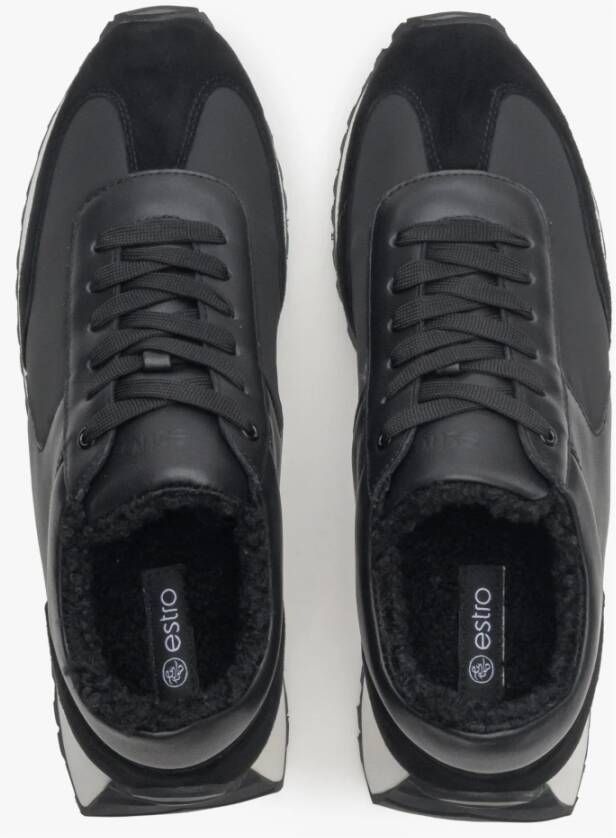Estro Zwarte Lage Sneakers voor Dames voor de Winter Er00114145 Black Dames