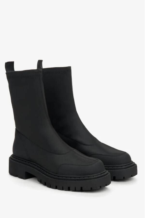 Estro Zwarte Slip-on Enkellaarsjes Black Dames