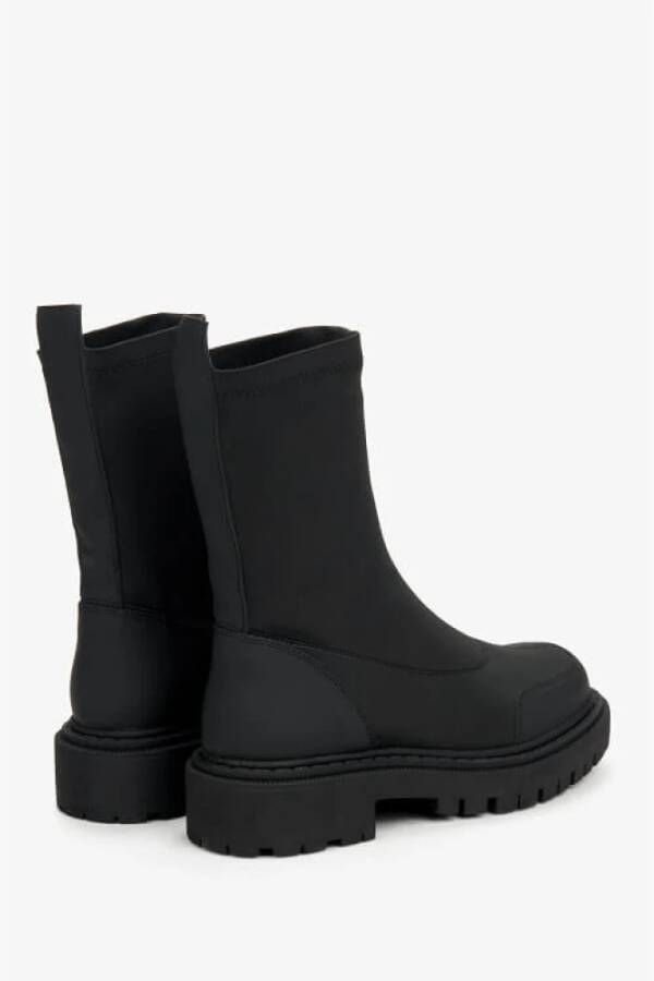 Estro Zwarte Slip-on Enkellaarsjes Black Dames