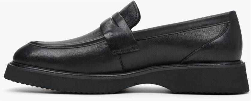Estro Heren Zwarte Penny Loafers gemaakt van Echt Leer Er00113936 Black Heren