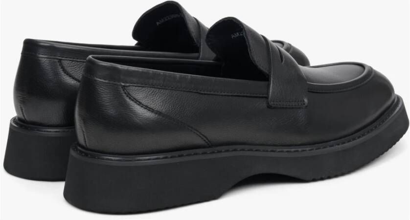 Estro Heren Zwarte Penny Loafers gemaakt van Echt Leer Er00113936 Black Heren