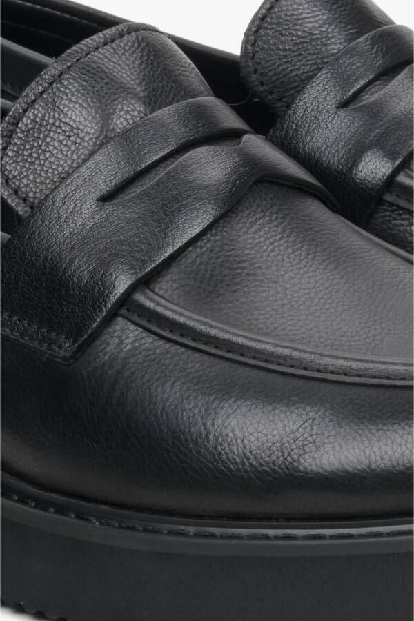 Estro Heren Zwarte Penny Loafers gemaakt van Echt Leer Er00113936 Black Heren