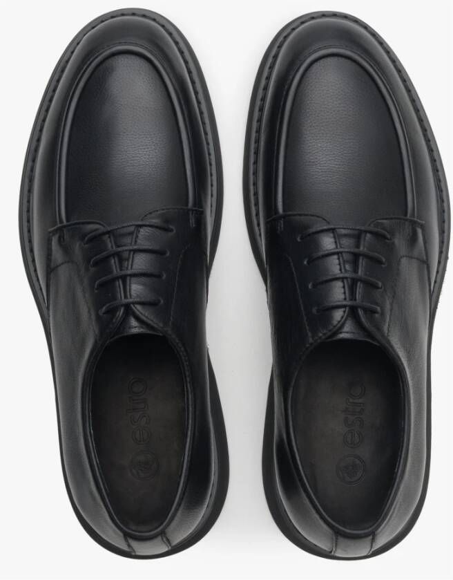 Estro Heren Zwarte Veterschoenen van Echt Leer Er00113938 Black Heren