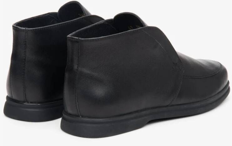 Estro Heren Zwarte Leren Enkellaarzen Er00111827 Black Heren