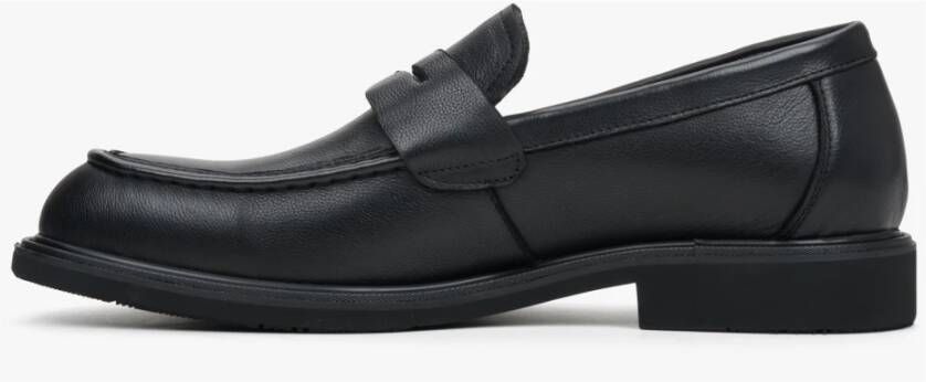 Estro Heren Zwarte Penny Loafers gemaakt van Echt Leer Er00113950 Black Heren