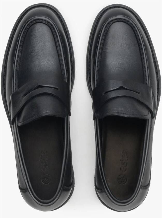 Estro Heren Zwarte Penny Loafers gemaakt van Echt Leer Er00113950 Black Heren