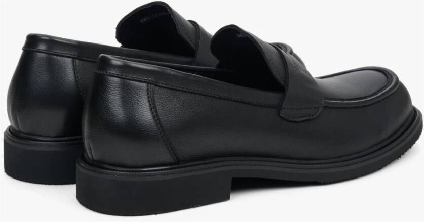 Estro Heren Zwarte Penny Loafers gemaakt van Echt Leer Er00113950 Black Heren