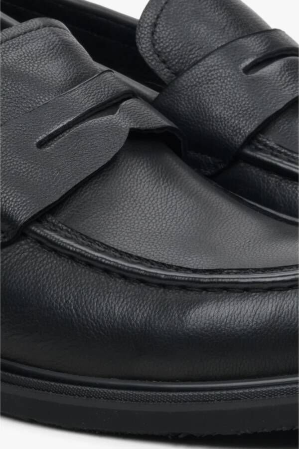 Estro Heren Zwarte Penny Loafers gemaakt van Echt Leer Er00113950 Black Heren