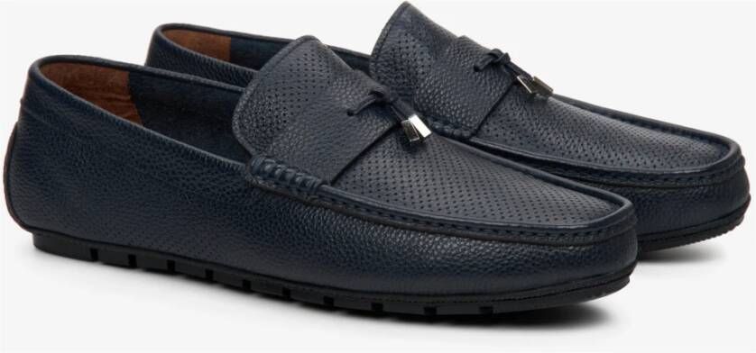 Estro Heren Marineblauwe Loafers gemaakt van Echt Leer Er00112572 Blue Heren