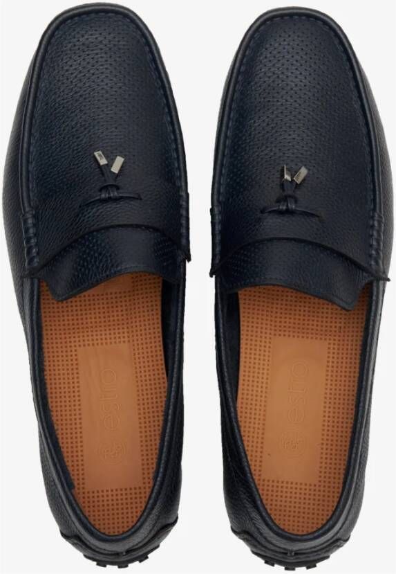 Estro Heren Marineblauwe Loafers gemaakt van Echt Leer Er00112572 Blue Heren