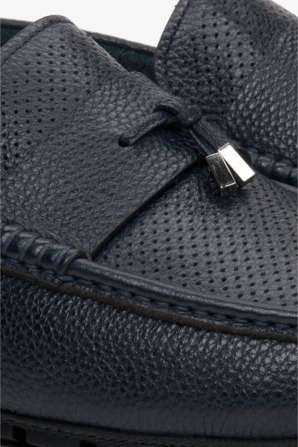 Estro Heren Marineblauwe Loafers gemaakt van Echt Leer Er00112572 Blue Heren