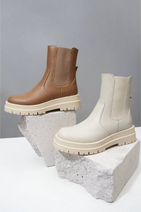Estro Dames Bruine Enkellaarzen gemaakt van Echt Leer Er00111762 Brown Dames