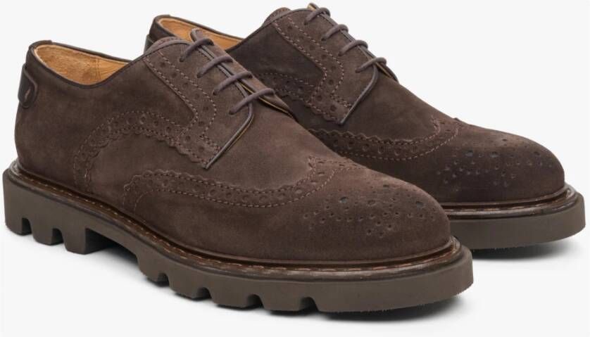 Estro Heren Zadelbruin Suède Veterschoenen Brogues Er00113799 Brown Heren