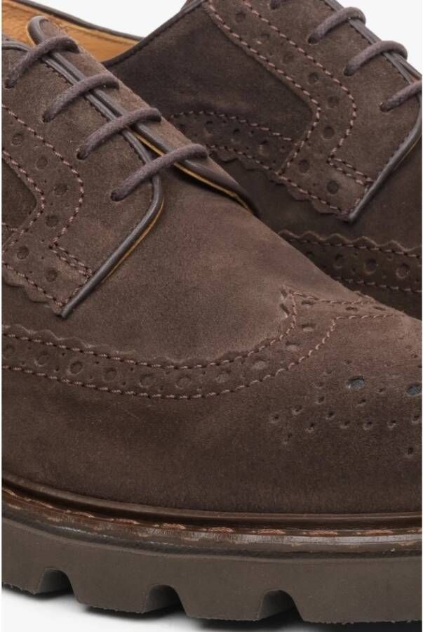Estro Heren Zadelbruin Suède Veterschoenen Brogues Er00113799 Brown Heren