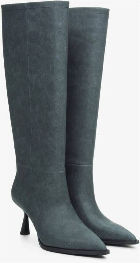 Estro Grijze Kniehoge Stiletto Laarzen Er00113873 Gray Dames
