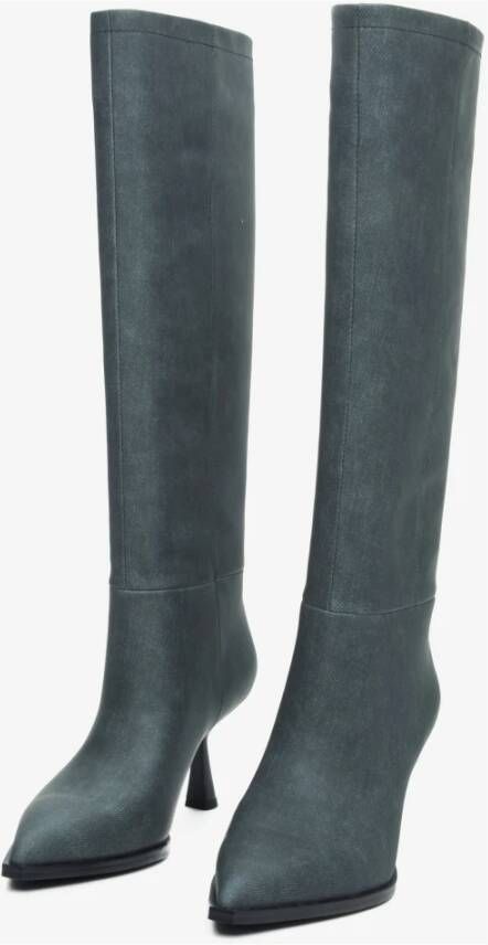 Estro Grijze Kniehoge Stiletto Laarzen Er00113873 Gray Dames