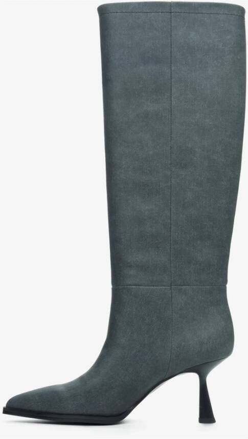 Estro Grijze Kniehoge Stiletto Laarzen Er00113873 Gray Dames