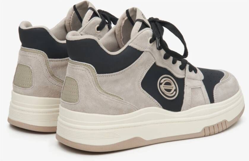 Estro Dames Grijze & Zwarte High-Top Sneakers gemaakt van Leer en Suède Er00114288 Gray Dames