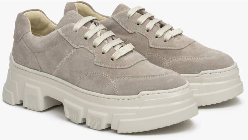 Estro Dames Grijze Sneakers gemaakt van Suède op een Chunky Platform Er00113361 Gray Dames