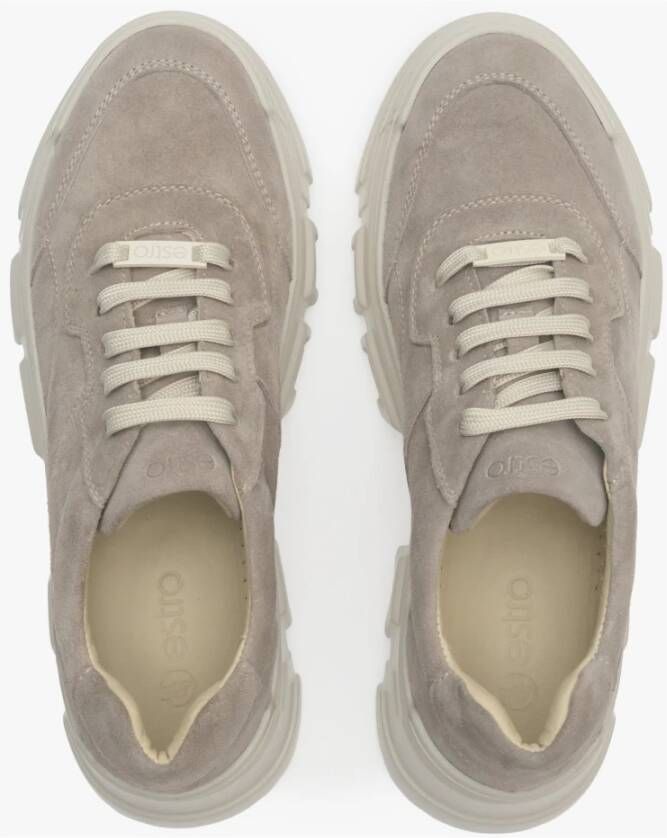 Estro Dames Grijze Sneakers gemaakt van Suède op een Chunky Platform Er00113361 Gray Dames