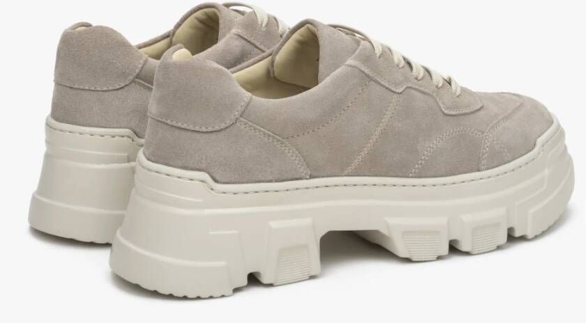 Estro Dames Grijze Sneakers gemaakt van Suède op een Chunky Platform Er00113361 Gray Dames